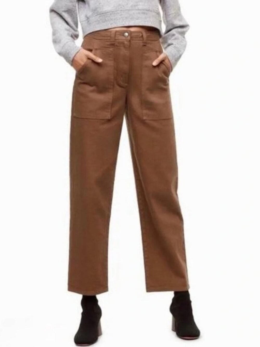 Aritzia Wilfred Free Modern Utility High Waist Pants— Rust Brown